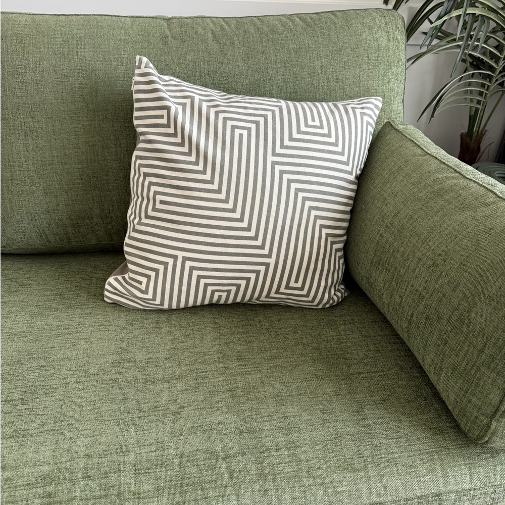 CB2 18x18 grey white geometric Pillow cover + 20x20 down alternative insert